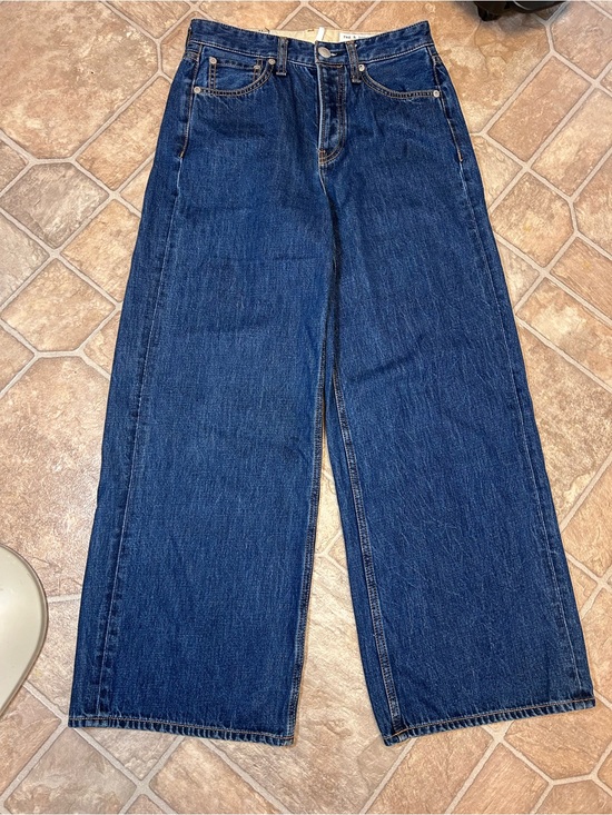 rag & bone Denim - rag & bone Women's Wide Leg Jeans in Dark Blue Denim